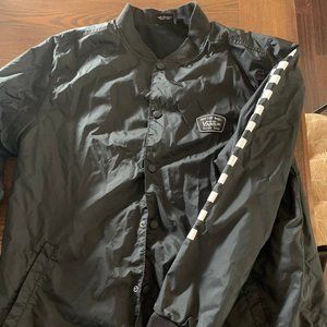 Black Windbreaker Button-up Jacket Mens